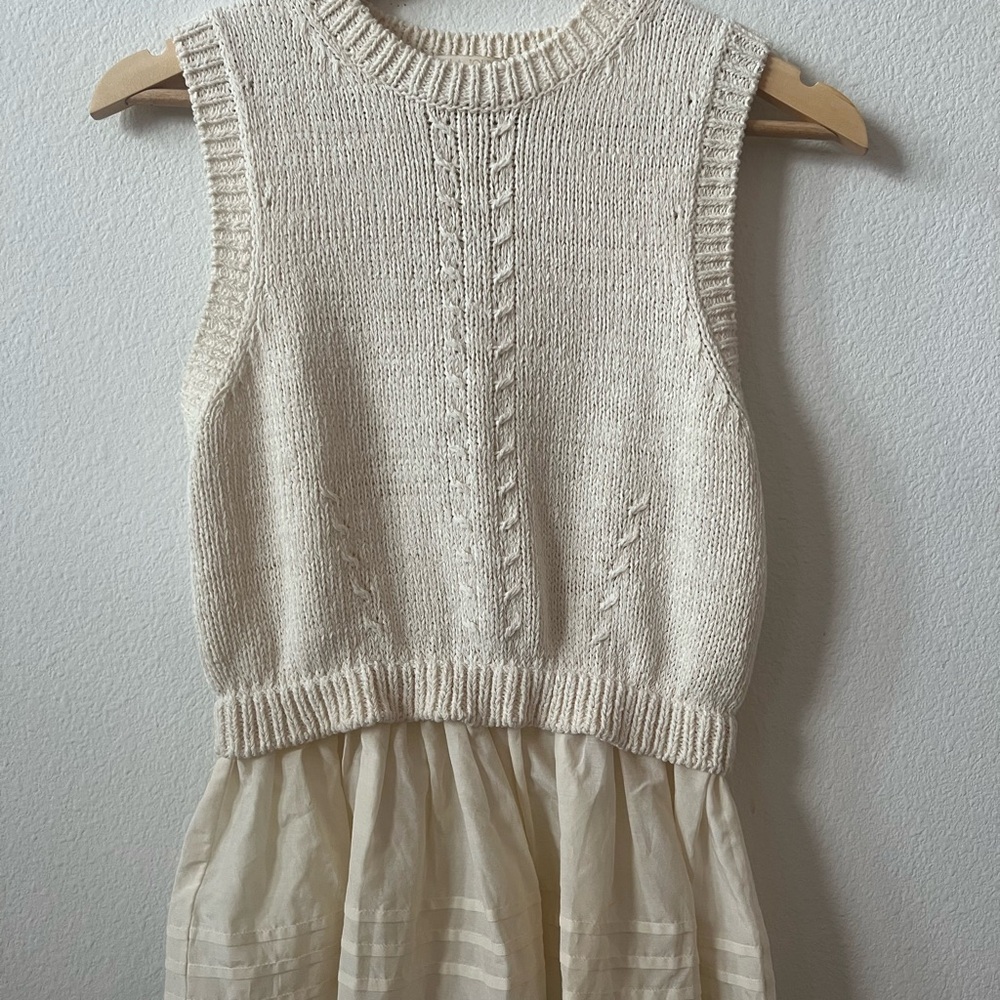 Ulla Johnson: Edda Cream Knit Tank with Cotton/Silk Voile